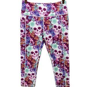 Constantly Varied Gear CVG Sugar Skull Leggings Womens Med Multicolored Pockets